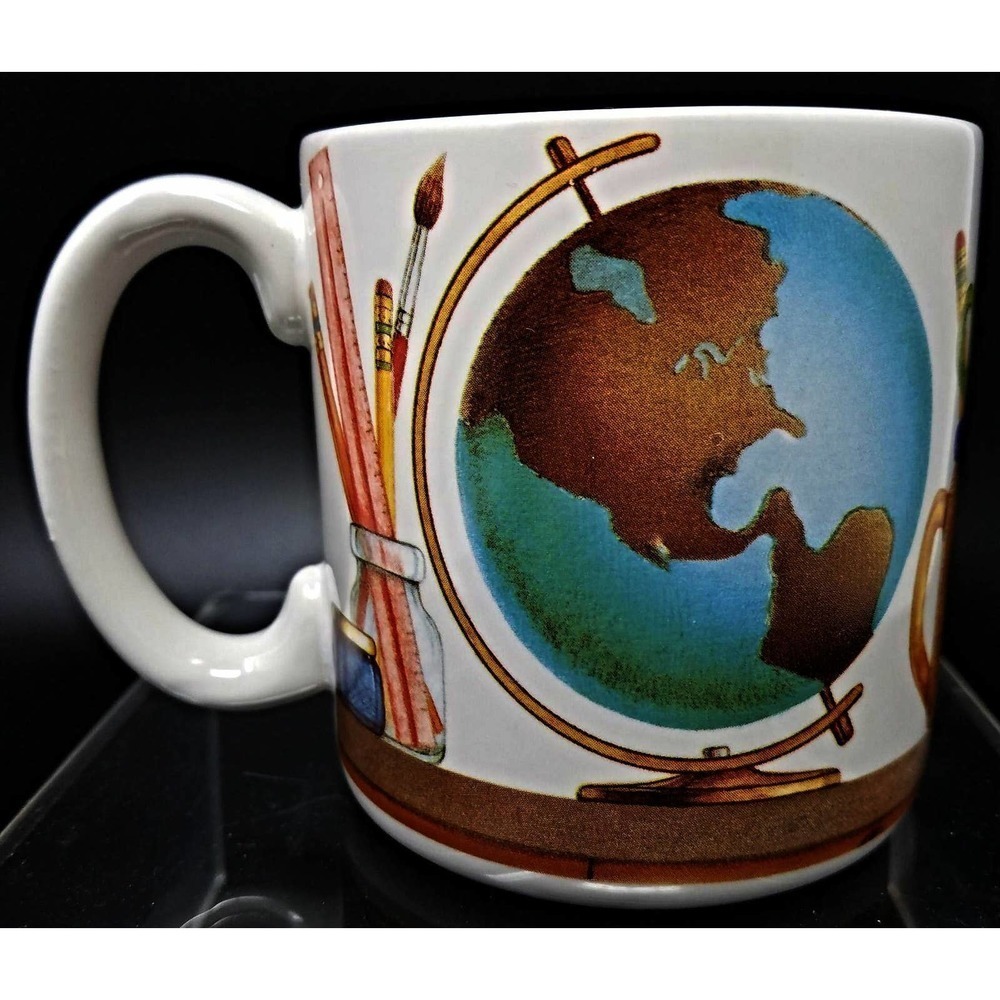 Potpourri Designs 1995 Denny Buckhart Teacher's Books Globe Cup Mug 11oz Vintage - Picture 3 of 6